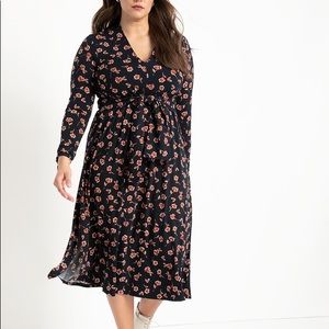 NWOT ELOQUII Tie Detail Midi Dress